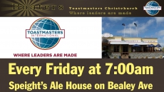 Boaters Toastmasters @ Speight’s Ale House, Function Room | Christchurch | Canterbury | New Zealand